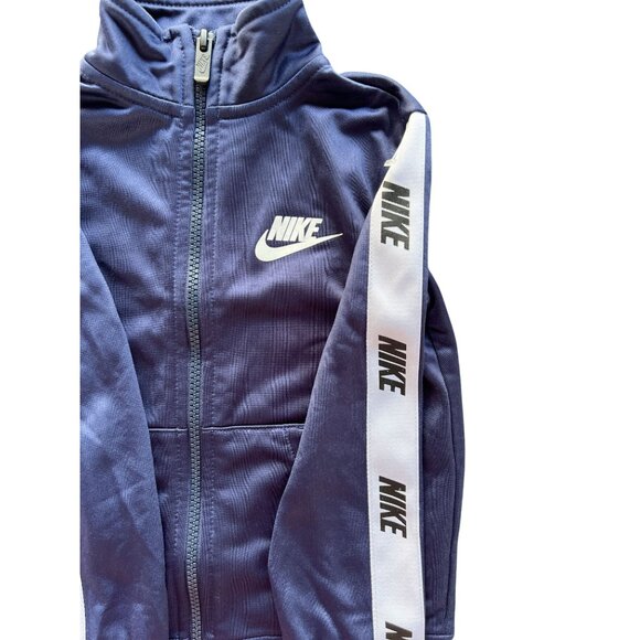 Nike Youth Track Jacket 4Y Navy Blue White Full Zip Logo Tape Sleeves Athletic - Picture 5 of 8